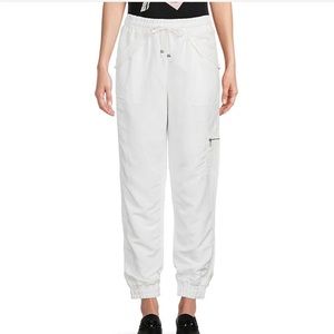 Karl Lagerfield Paris Linen Straight Leg Drawstring Joggers White XL